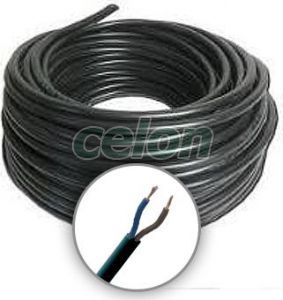 H05RR-F (GT) 2x0.75 fekete, Kábelek és vezetékek, Gumi szigetelésű és köpenyű kábelek, GT / H05RR-F, Cabels