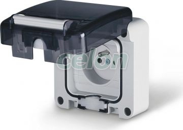 SOCKET 2P+T 16A 250V UNEL 95X95, Prize - Intrerupatoare, Aparataje aparente pe tencuiala, Gama Protecta - Scame, Scame