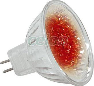 Horoz MR16 18 ledes előtétüveges izzó 230V piros, Fényforrások, LED fényforrások és fénycsövek, GU5.3 LED izzók, Horoz