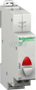 Buton modular 20A Gri - Rosu 1 no + 1 no A9E18035  - Schneider Electric, Aparataje modulare, Butoane, intrerupatoare modulare, Schneider Electric