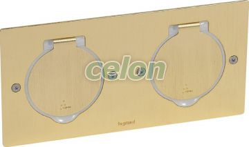 Mini téglalap alakú padlódoboz csatlakozóaljzathoz, csiszolt aranyszínű , 89712, Egyéb termékek, Legrand, Tömegáruk, Legrand