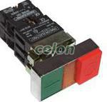 Duplafejű zöld-piros nyomógomb LED jelzőfénnyel, Automatizálás és vezérlés, Müködtető- és jelzőkészülékek, Fém nyomógombok, kapcsolók, jelzőlámpák Ø22, Többfejű nyomógombok  Ø22, Noratex
