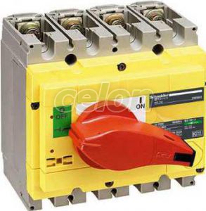 Interpact INS250 4P piros kapcsolókar, sárga homloklap, Automatizálás és vezérlés, Szakaszolókapcsolók és átkapcsoló rendszerek, Szakaszolókapcsolók, Schneider Electric
