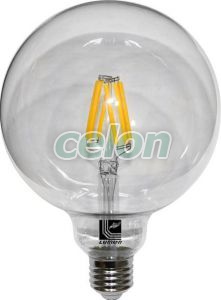 Ledes izzó COG Gömb formájú 125mm Szabályozható E27 10W Átlátszó Meleg Fehér 2800k 230V - Lumen, Fényforrások, LED fényforrások és fénycsövek, LED nagygömb izzók, Lumen