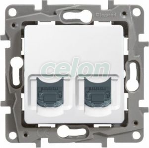 Priza dubla date Utp Cat.6 Rj45 NILOE Alb 664774-Legrand, Prize - Intrerupatoare, Gama Niloe - Legrand, Aparataje Niloe Alb, Legrand