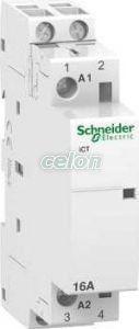 Contactor modular pe sina 2P 16 A ICT 220 v c.a. 50 hz A9C22512  - Schneider Electric, Aparataje modulare, Contactoare pe sina, Schneider Electric