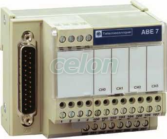 Modicon ABE7 elosztóblokk, 4 csatornás, analóg Quantum/Premium/X80 I/O kártyákhoz, SUB-D25, Egyéb termékek, Schneider Electric, Kézi kapcsolókészülékek és jelzőkészülékek, Schneider Electric