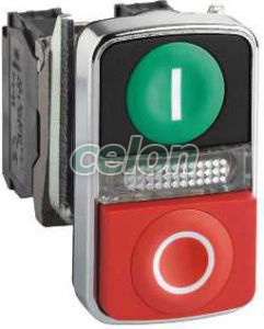 Harmony komplett fém kettősfejű nyomógomb, Ø22, 1NO+1NC, zöld "I" + piros "O" gomb + LED, 24VAC/DC, Automatizálás és vezérlés, Müködtető- és jelzőkészülékek, Fém nyomógombok, kapcsolók, jelzőlámpák Ø22, Kiegészítők - Nyomógomb, kapcsoló, jelzőlámpa Ø22, Többejű nyomógomb fejek Ø22, Schneider Electric