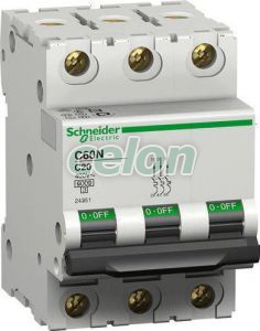Siguranta automata schneider c60 3p 25a 6ka c - Sigurante tripolare 3p - SE24352 - Schneider Electric, Aparataje modulare, Sigurante automate, Schneider Electric