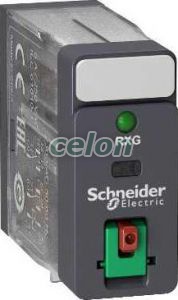 Zelio RXG Interfész relé, 2CO, 5A, 24VAC, tesztgomb, LED, Automatizálás és vezérlés, PLC és egyéb vezérlők, Vezérlőmodulok - Zelio Logic, Schneider Electric