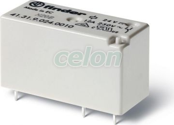 Releu cu profil redus, implantabil, 3.5mm între pinii contactului, carcasă ermetică, alimentare 110Vc.c., 1C, 12A, AgSnO2 413191104011-Finder, Alte Produse, Finder, Relee Implantabile (PCB), Relee Cu Profil Redus Implantabile-Seria 41, Finder