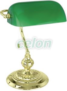 Asztali lámpa 1x60W E27 39cm réz/zöld bura Banker 90967 Eglo, Világítástechnika, Beltéri világítás, Asztali és olvasó lámpák, Eglo