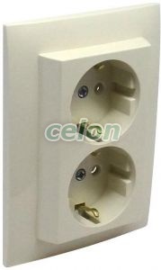 Schuko double socket set - safe 90332 CMF -Elko Ep, Alte Produse, Elko Ep, Logus90 Aparataje, Seturi complete, Elko EP