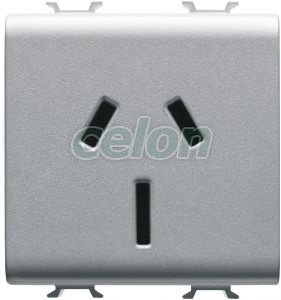 Socket 2M 2P+E 15A Aus Standard Titanium GW14307 - Gewiss, Egyéb termékek, Gewiss, Domotics, Chorus lakossági szerelvény sorozat, Gewiss