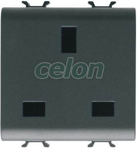 Socket 2M 2P+E 13A Uk Standard Black GW12296 - Gewiss, Egyéb termékek, Gewiss, Domotics, Chorus lakossági szerelvény sorozat, Gewiss