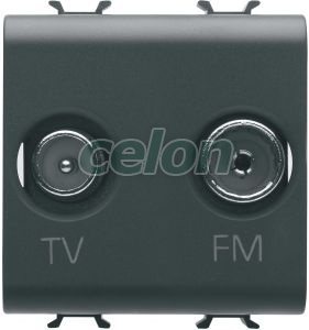 Tv+Fm Socket 2M Black GW12381 - Gewiss, Egyéb termékek, Gewiss, Domotics, Chorus lakossági szerelvény sorozat, Gewiss