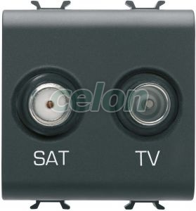 Tv+Sat 2M Socket Black GW12383 - Gewiss, Egyéb termékek, Gewiss, Domotics, Chorus lakossági szerelvény sorozat, Gewiss