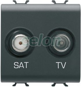 Priza Tv+Sat 2M Negru GW12383 - Gewiss, Alte Produse, Gewiss, Domestice, Gama Chorus-Domestic, Gewiss