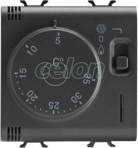 Thermostat 2M 230Vac-50/60Hz Black GW12705 - Gewiss, Egyéb termékek, Gewiss, Domotics, Chorus lakossági szerelvény sorozat, Gewiss