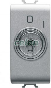Push-Button 1M 2P No 10A+Key Titanium GW14145 - Gewiss, Egyéb termékek, Gewiss, Domotics, Chorus lakossági szerelvény sorozat, Gewiss
