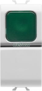 P-Button, 1M 1P No 16A Green Lamp, White GW10142 - Gewiss, Egyéb termékek, Gewiss, Domotics, Chorus lakossági szerelvény sorozat, Gewiss