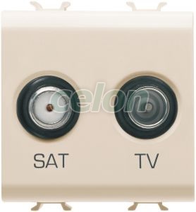 Tv+Sat 2M Priza Ivoire GW11383 - Gewiss, Alte Produse, Gewiss, Domestice, Gama Chorus-Domestic, Gewiss