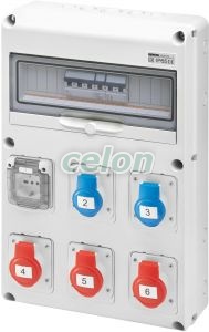 Q-Din 14M: 5 Iec309 1Schuko Ip44 GW68229N - Gewiss, Alte Produse, Gewiss, Prize si fise industriale, Gama 68 Q-DIN, Gewiss