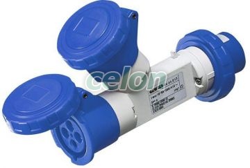 Adaptor 2 Cai Ip67 3P+T 16A 220V 9H GW64011 - Gewiss, Alte Produse, Gewiss, Prize si fise industriale, Gama IEC 309 MA, Gewiss