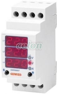 Current/Voltage Multimeter GW96897 - Gewiss, Egyéb termékek, Gewiss, Moduláris szerelvények, 90 AM rendszer, Gewiss