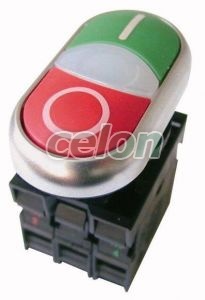 Buton Comanda Dublu,Indicator Luminos ,E M22-DDL-GR-X1/X0/K11/230-W -Eaton, Alte Produse, Eaton, Întrerupătoare și separatoare de protecție, Eaton