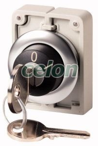 Key-Operated Actuator, 2 Positions (0), Stay-Put, Metal Ring, Ronis 455, 50° M30C-Fwrs-Rs-A1 187063-Eaton, Alte Produse, Eaton, Întrerupătoare și separatoare de protecție, Eaton