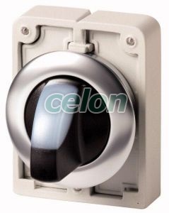 Selector Switch, Illuminated, 3 Positions, Spring-Return, Metal Ring, 40°, White M30C-Fwlk3-W 187118-Eaton, Alte Produse, Eaton, Întrerupătoare și separatoare de protecție, Eaton