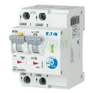 Intreruptor automat diferential RCBO cu detectie arc electric AFDD C 16A 2P 30mA AC, Aparataje modulare, Dispozitive de protecție împotriva arcului electric, Eaton