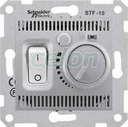 SEDNA Termostat incalzire in pardoseala 10A IP20 Aluminiu SDN6000360 - Schneider Electric, Prize - Intrerupatoare, Gama Sedna - Schneider Electric, Sedna - Aluminiu, Schneider Electric
