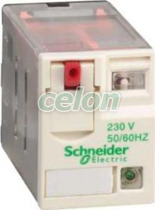 Zelio RXM miniatűr relé, 4CO, 3A, 230VAC, tesztgomb, LED, alacsony szintű, Automatizálás és vezérlés, Interfész, mérő- és vezérlőrelék, Interfész relék, Schneider Electric