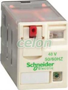 Zelio RXM miniatűr relé, 4CO, 3A, 48VAC, tesztgomb, LED, alacsony szintű, Automatizálás és vezérlés, Interfész, mérő- és vezérlőrelék, Interfész relék, Schneider Electric