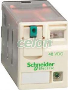 Zelio RXM miniatűr relé, 2CO, 12A, 48VDC, tesztgomb, LED, Automatizálás és vezérlés, Interfész, mérő- és vezérlőrelék, Interfész relék, Schneider Electric