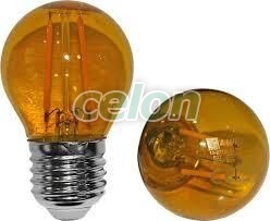 BEC LED COG 230V SFERIC E27 2W LUMINA portocalie, Surse de Lumina, Lampi si tuburi cu LED, Becuri LED sferic, Lumen