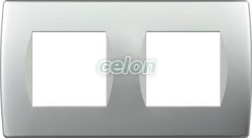 SOFT Argint Rama 2x2 module OS24ES Tem, Prize - Intrerupatoare, Gama Modul - Tem, Rame decorative SOFT, Tem
