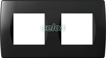 SOFT Fényes fekete 2x2 modulos keret OS24NB Tem, Kapcsolók - Konnektorok, Modul kapcsolócsalád - Tem, SOF díszítőkeretek, Tem