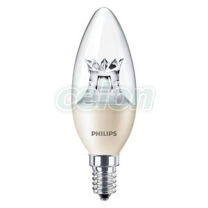 Bec Led Forma Lumanare LED candle B40 CL WarmGlow Dim 8-60W 2200-2700K (806lm) E14, 15.000h Philips, Surse de Lumina, Lampi si tuburi cu LED, Becuri LED forma lumanare, Philips
