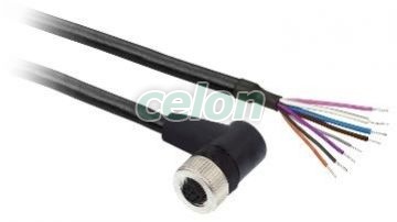 PREWIRED M12 FEMALE 8PINS 2M PUR 90D, Automatizálás és vezérlés, Közelítés és jelenlétérzékelők, nyomásérzékelők, Rögzítők és kábelek érzékelőkhöz, Telemecanique