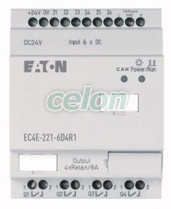 24VDC; kihelyezett kompakt I/O modul, CAN, 6DI/4RO EC4E-221-6D4R1 -Eaton, Egyéb termékek, Eaton, Automatizálási termékek, Eaton