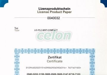 Lizenzproduktschein Plc-Runtime Compact Lic-Plc-Mxp-Compact 142581-Eaton, Alte Produse, Eaton, Automatizări, Eaton