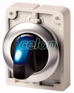Selector Switch, Illuminated, 3 Positions, Stay-Put, Stainless Steel Ring, 60°, Blue M30I-Fwrlk3-B 188072-Eaton, Alte Produse, Eaton, Întrerupătoare și separatoare de protecție, Eaton