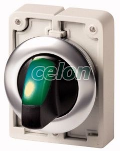 Selector Switch, Illuminated, 2 Positions, Spring-Return, Stainless Steel Ring, 40°, Green M30I-Fwlk-G 188198-Eaton, Alte Produse, Eaton, Întrerupătoare și separatoare de protecție, Eaton
