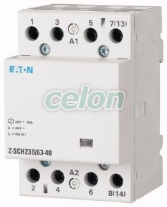Installációs kontaktor, 4z, 63A (AC1), 230V AC Z-SCH230/63-40 -Eaton, Moduláris készülékek, Installációs kontaktorok, Eaton