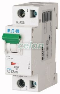 Siguranta automata PL7-C6/1N 6A 10Ka 1P+N-Eaton, Aparataje modulare, Sigurante automate, Eaton