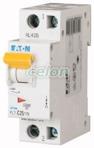 Siguranta automata PL7-C25/1N 25A 10Ka 1P+N-Eaton, Aparataje modulare, Sigurante automate, Eaton