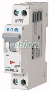 Siguranta automata PLN6-C16/1N-DE 16A C 1P+N 6kA 263282  - Eaton, Aparataje modulare, Sigurante automate, Eaton